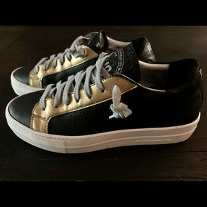 P448 Womens Sneakers Sz 39/8.0-8.5 US Black/ Gold